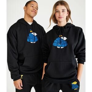 Aeropostale Peanuts Snoopy Puffy Coat Hoodie Unisex Fit Small Black Blue NEW